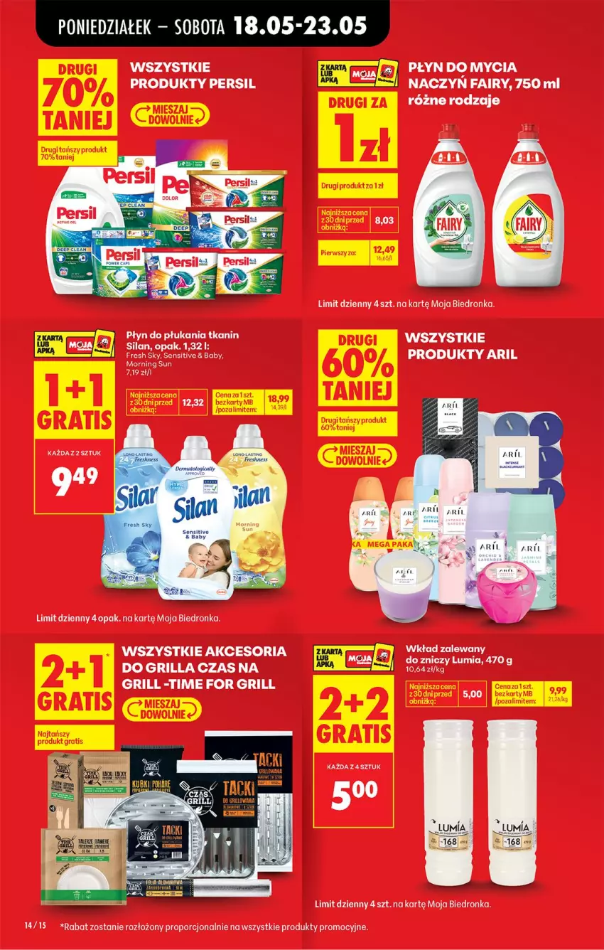 Gazetka promocyjna Biedronka - Od Poniedziałku - ważna 18.05 do 23.05.2026 - strona 16 - produkty: Fa, Fairy, Grill, Persil, Płyn do mycia, Płyn do płukania, Por, Silan, Znicz