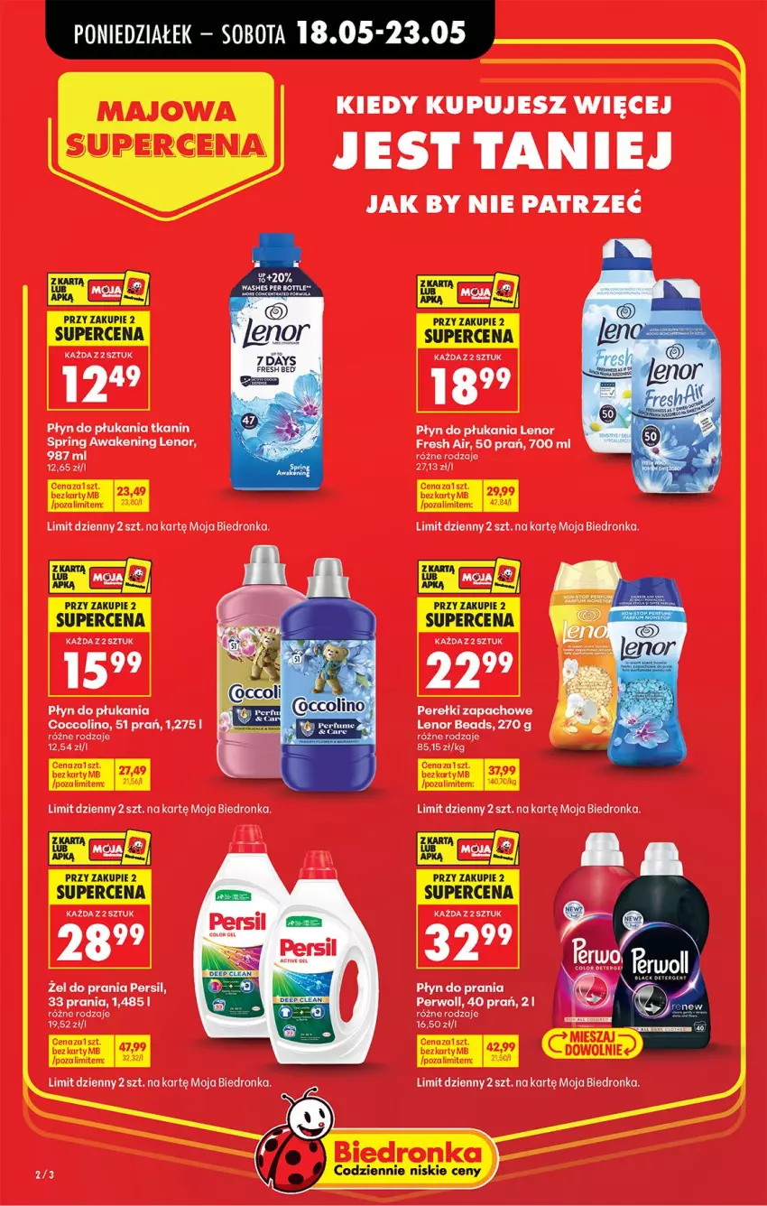 Gazetka promocyjna Biedronka - Od Poniedziałku - ważna 18.05 do 23.05.2026 - strona 4 - produkty: Coccolino, Lenor, Perełki zapachowe, Persil, Perwoll, Płyn do płukania, Płyn do prania, Top