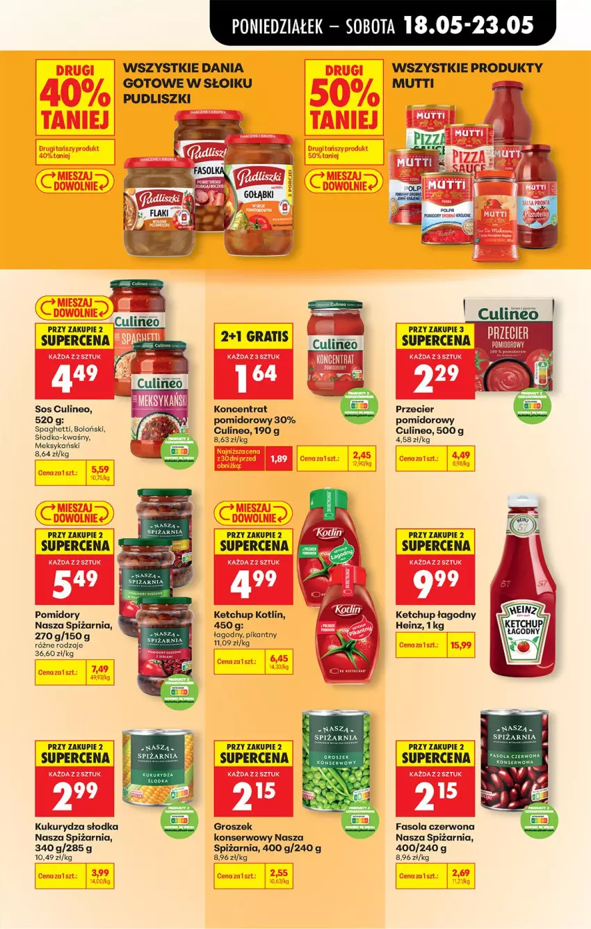 Gazetka promocyjna Biedronka - Od Poniedziałku - ważna 18.05 do 23.05.2026 - strona 57 - produkty: Fa, Fasola, Groszek, Heinz, Ketchup, Koncentrat pomidorowy, Kotlin, Kukurydza, Pomidory, Pudliszki, Rosie, Ser, Sos, Spaghetti