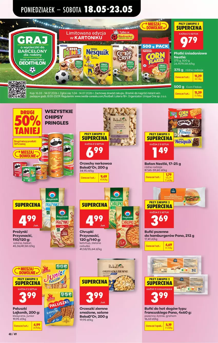 Gazetka promocyjna Biedronka - Od Poniedziałku - ważna 18.05 do 23.05.2026 - strona 62 - produkty: Baton, Beko, Burger, Chipsy, Chrupki, Danio, Fa, Gra, Hamburger, Hot dog, Ketchup, Lajkonik, Orzeszki, Orzeszki ziemne, Pringles, Przysnacki, Tonik