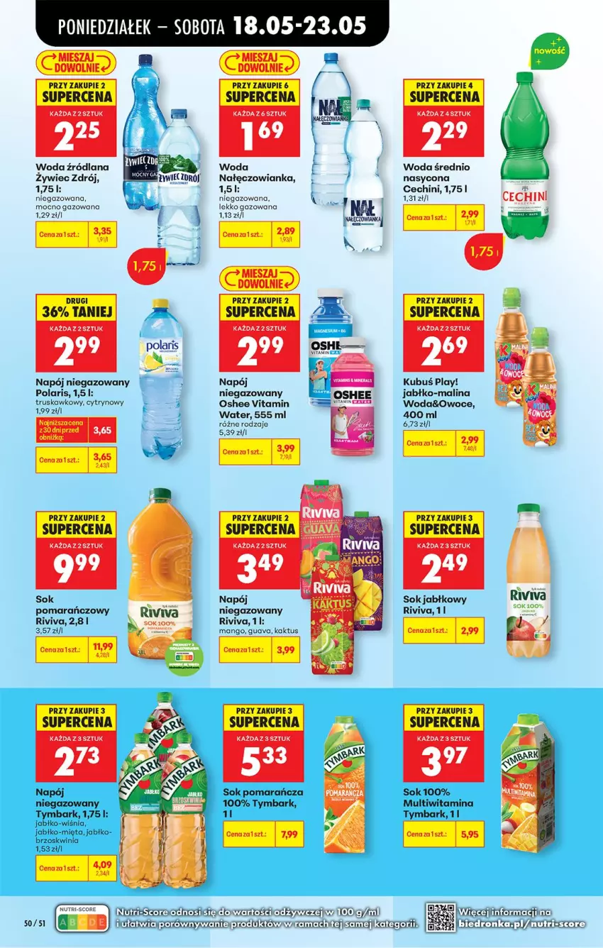 Gazetka promocyjna Biedronka - Od Poniedziałku - ważna 18.05 do 23.05.2026 - strona 66 - produkty: Kaktus, Kubuś, LANA, Mango, Nałęczowianka, Napój, Napój niegazowany, Oshee, Owoce, Sok, Sok jabłkowy, Woda