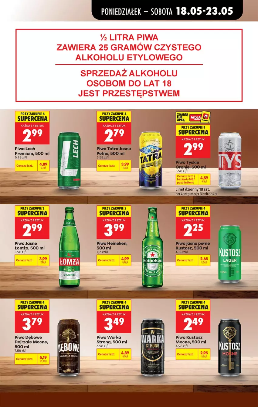 Gazetka promocyjna Biedronka - Od Poniedziałku - ważna 18.05 do 23.05.2026 - strona 69 - produkty: Heineken, Lech Premium, Piwo, Piwo jasne, Tatra, Warka