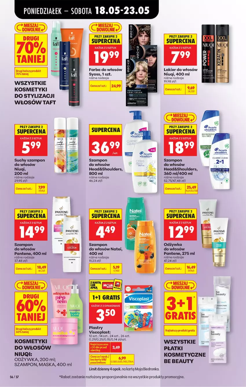 Gazetka promocyjna Biedronka - Od Poniedziałku - ważna 18.05 do 23.05.2026 - strona 72 - produkty: Be Be, Fa, Farba do włosów, Gra, Lakier, Lakier do włosów, Maska, Odżywka, Pantene, Por, Suchy szampon, Syoss, Szampon, Taft, Tea tree, Tera, Viscoplast