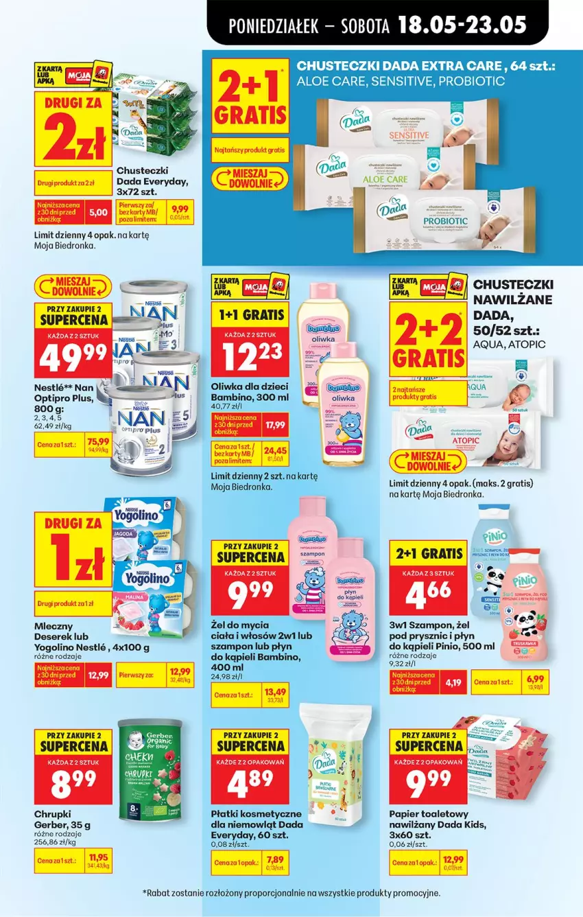 Gazetka promocyjna Biedronka - Od Poniedziałku - ważna 18.05 do 23.05.2026 - strona 75 - produkty: Chrupki, Chusteczki, Dada, Deser, Dzieci, Gerber, Gra, Papier, Papier toaletowy, Płatki kosmetyczne, Płyn do kąpieli, Por, Ser, Serek, Szampon, Top