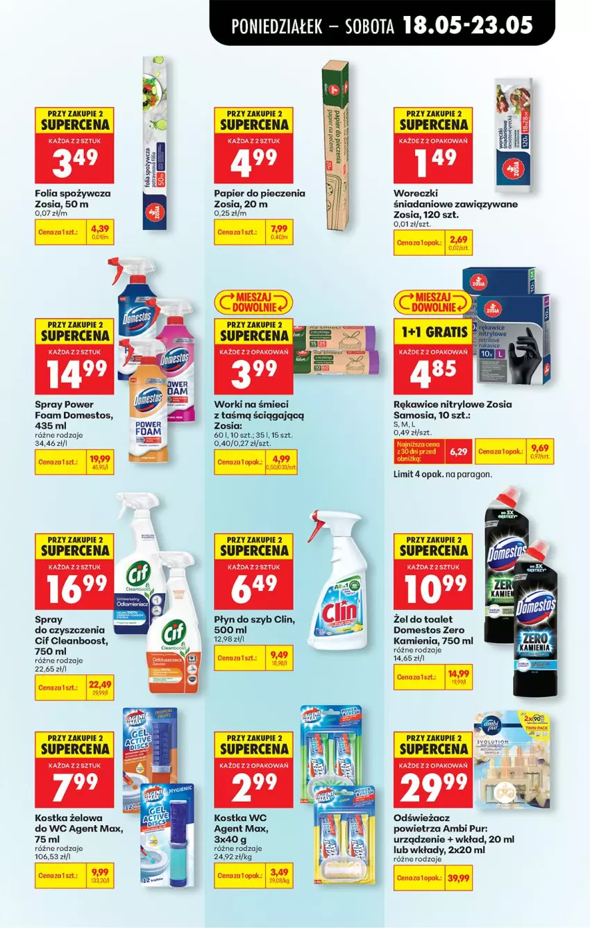 Gazetka promocyjna Biedronka - Od Poniedziałku - ważna 18.05 do 23.05.2026 - strona 77 - produkty: Ambi Pur, Cif, Clin, Danio, Domestos, Papier, Papier do pieczenia, Piec, Płyn do szyb, Pur, Rękawice, Worki na śmiec, Worki na śmieci