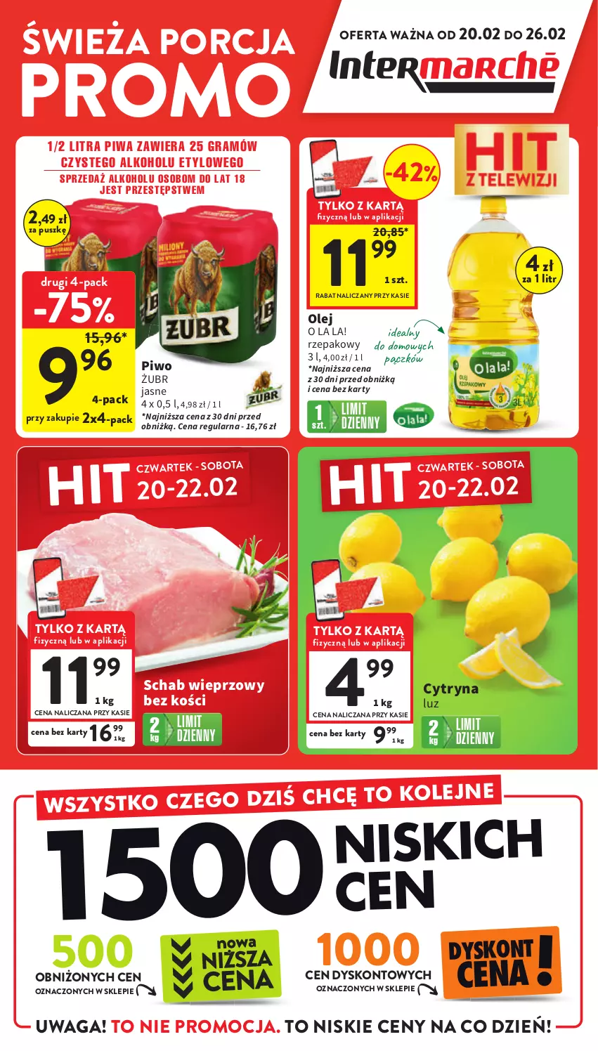 Gazetka promocyjna Intermarche - Gazetka promocyjna - ważna 20.02 do 26.02.2025 - strona 1 - produkty: Gra, Olej, Piwa, Piwo, Por, Schab wieprzowy, Waga