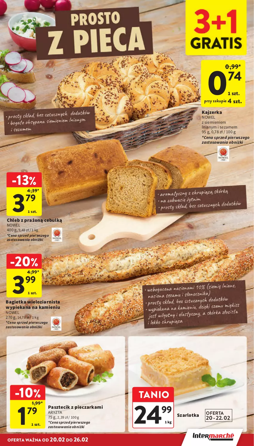 Gazetka promocyjna Intermarche - Gazetka promocyjna - ważna 20.02 do 26.02.2025 - strona 17 - produkty: Bagietka, Chleb, Kajzerka, Pasztecik z pieczarkami, Piec, Pieczarka, Sezam, Szarlotka