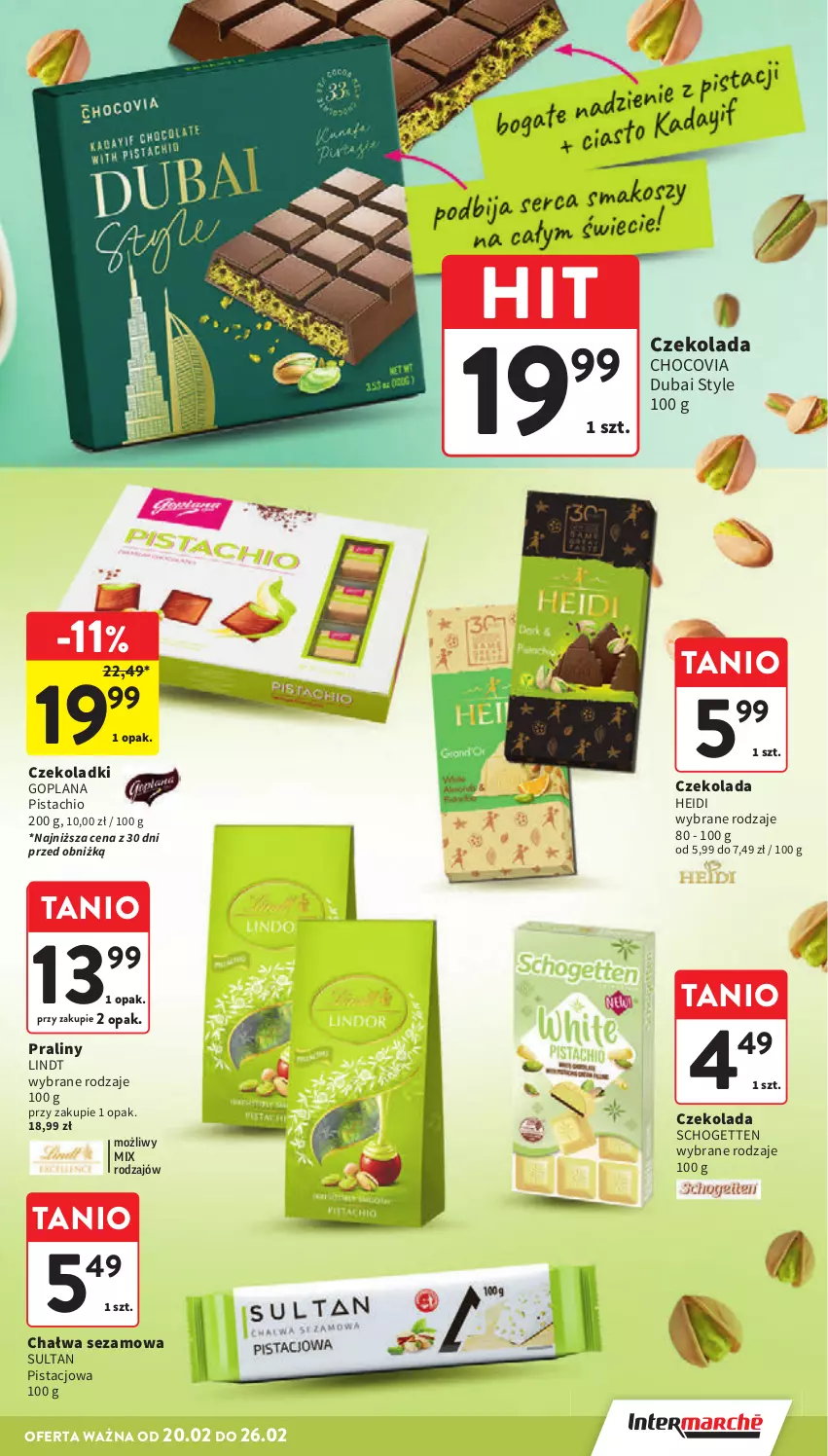 Gazetka promocyjna Intermarche - Gazetka promocyjna - ważna 20.02 do 26.02.2025 - strona 23 - produkty: Chałwa, Czekolada, Goplana, LANA, Lindt, Praliny, Schogetten, Sezam