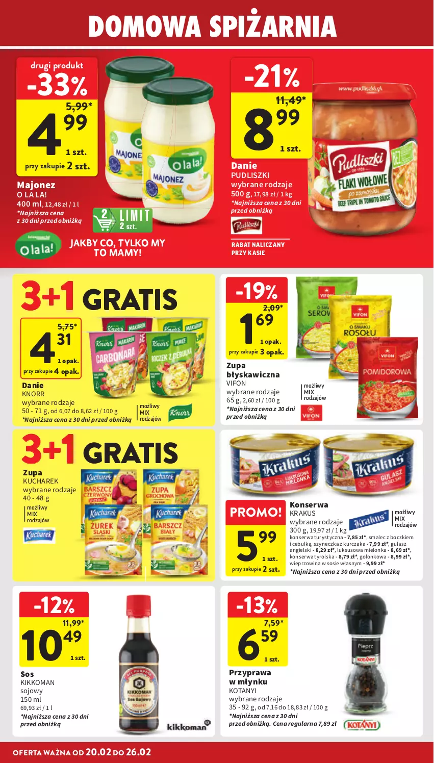 Gazetka promocyjna Intermarche - Gazetka promocyjna - ważna 20.02 do 26.02.2025 - strona 26 - produkty: Gra, Knorr, Konserwa turystyczna, Krakus, Kucharek, Kurczak, Majonez, Pudliszki, Ser, Smalec, Sos, Wieprzowina, Zupa