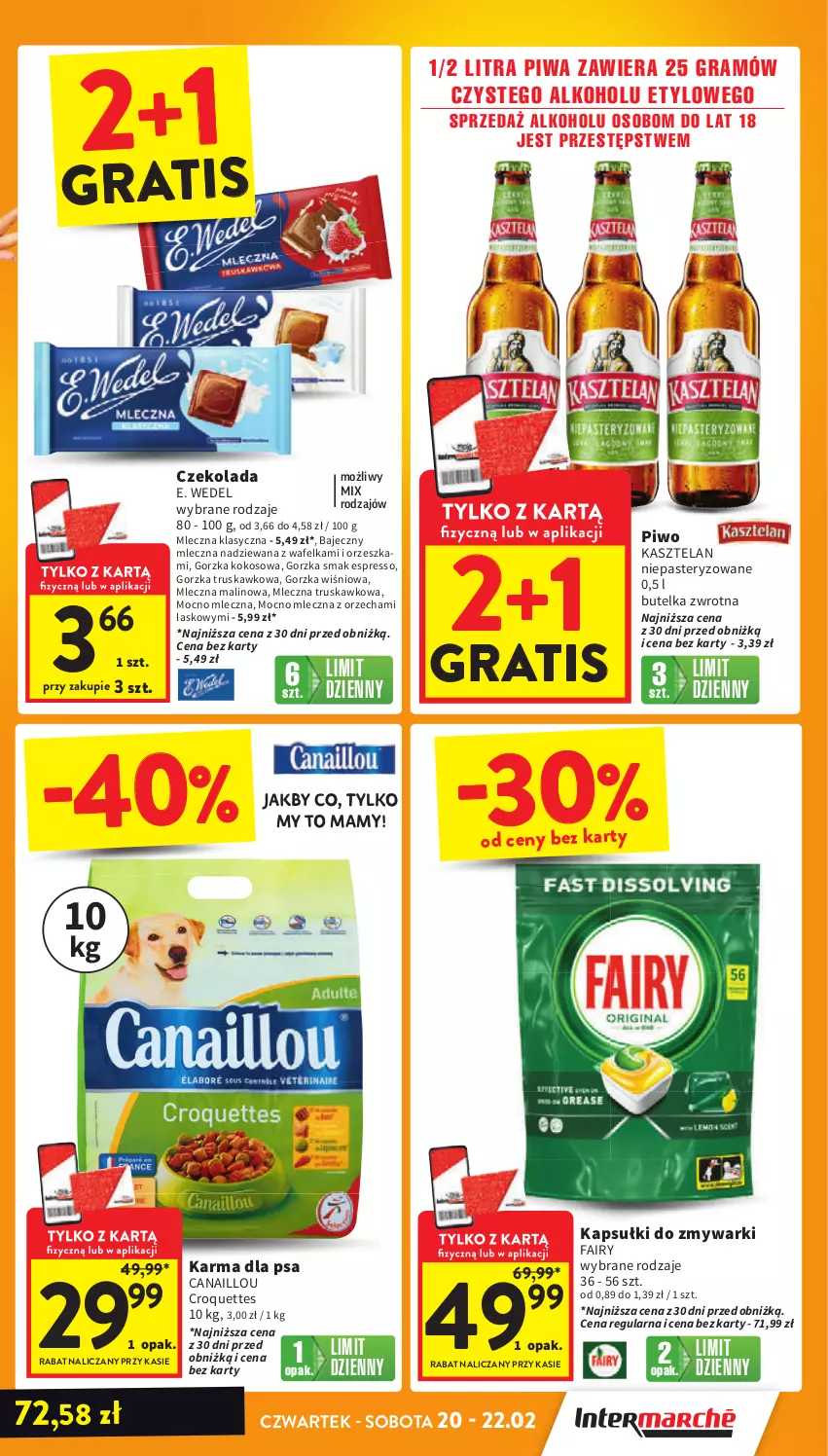 Gazetka promocyjna Intermarche - Gazetka promocyjna - ważna 20.02 do 26.02.2025 - strona 3 - produkty: Canaillou, Czekolada, E. Wedel, Fa, Fairy, Gra, Kasztelan, Kokos, Piwa, Piwo, Zmywarki