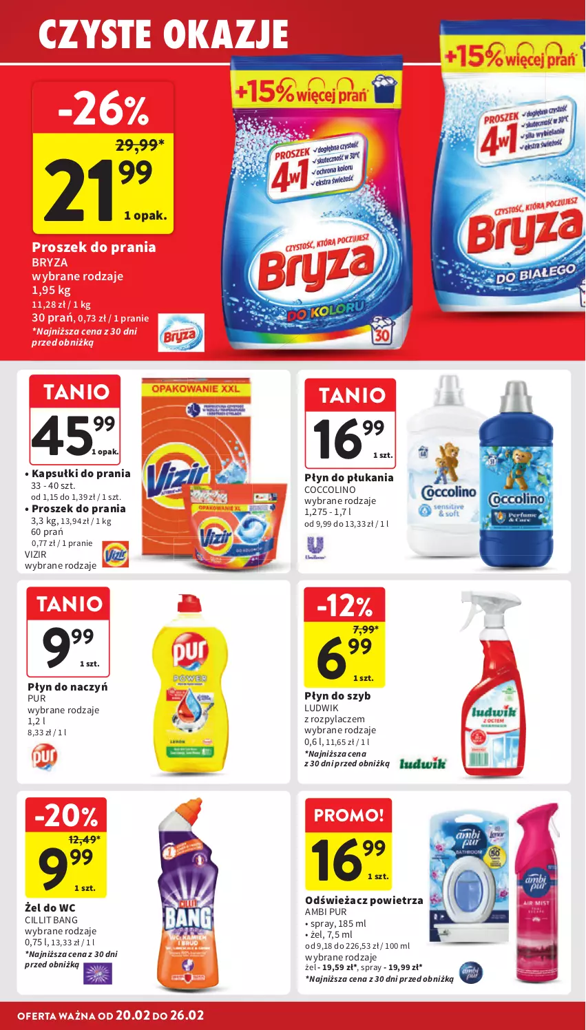 Gazetka promocyjna Intermarche - Gazetka promocyjna - ważna 20.02 do 26.02.2025 - strona 30 - produkty: Ambi Pur, Bryza, Cillit Bang, Coccolino, Kapsułki do prania, Ludwik, Odświeżacz powietrza, Płyn do płukania, Płyn do szyb, Proszek do prania, Pur, Vizir