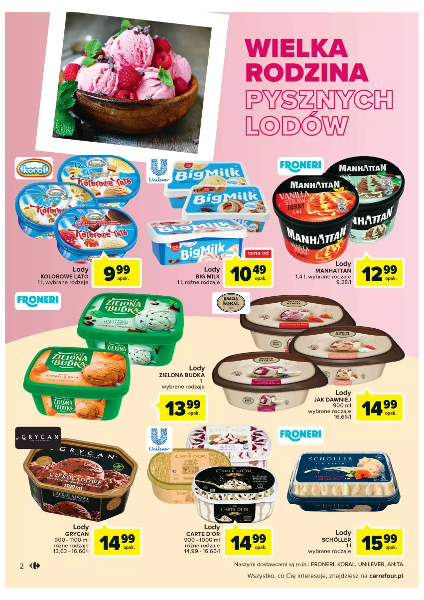 Gazetka promocyjna Carrefour - Gazetka Market - ważna 04.05 do 28.05.2022 - strona 2 - produkty: Big Milk, Carte d'Or, Gry, Lody, Zielona Budka