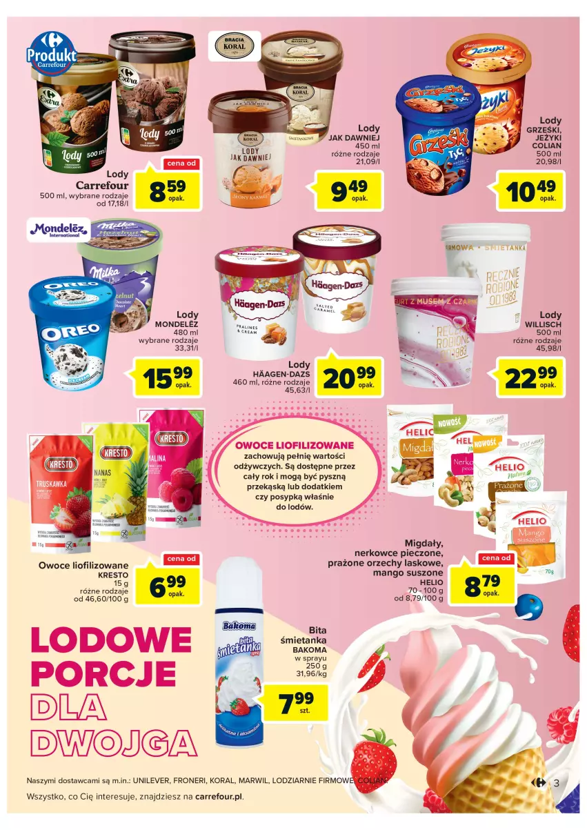 Gazetka promocyjna Carrefour - Gazetka Market - ważna 04.05 do 28.05.2022 - strona 3 - produkty: Bakoma, Grześki, Jeżyki, Lody, Mango, Owoce, Piec, Por