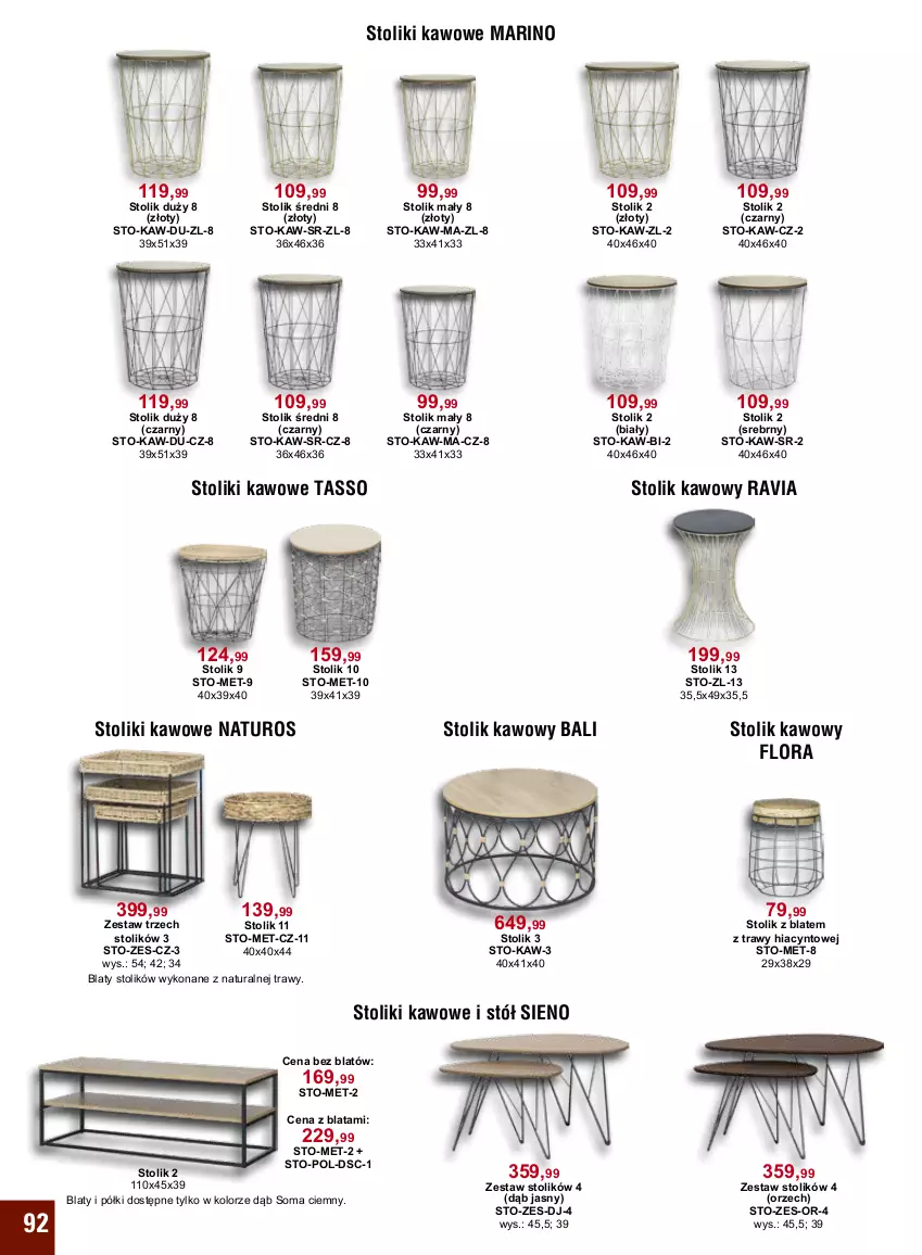 Gazetka promocyjna Bodzio - ważna 01.10 do 31.12.2022 - strona 92 - produkty: Flora, Hiacynt, Stół, Stolik, Stolik kawowy