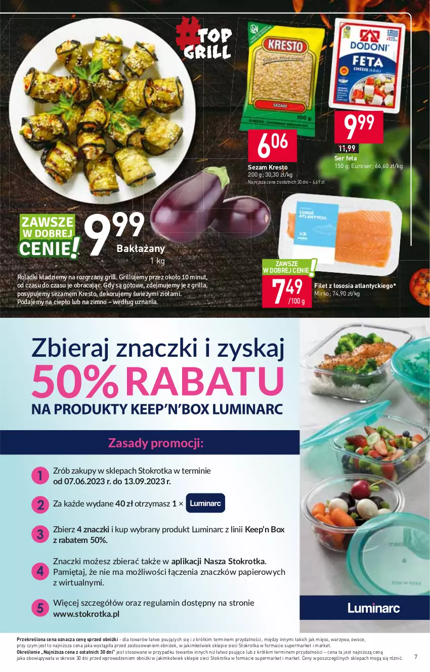 Gazetka promocyjna Stokrotka - Supermarket - ważna 15.06 do 21.06.2023 - strona 7 - produkty: Feta, Mięso, Owoce, Ser, Sezam, Sos, Warzywa