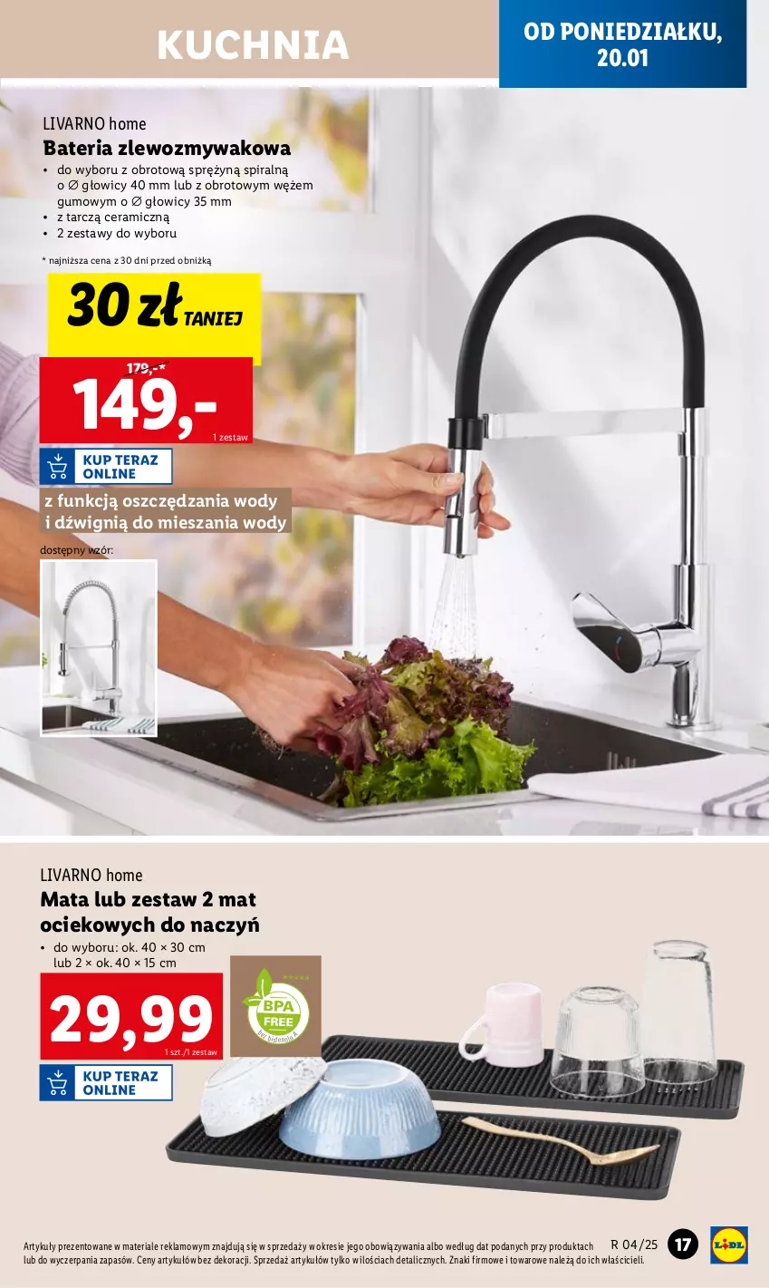 Gazetka promocyjna Lidl - GAZETKA - ważna 20.01 do 26.01.2025 - strona 17 - produkty: Bateria, Dźwig, Ivar, Kuchnia, Zlew, Zlewozmywak