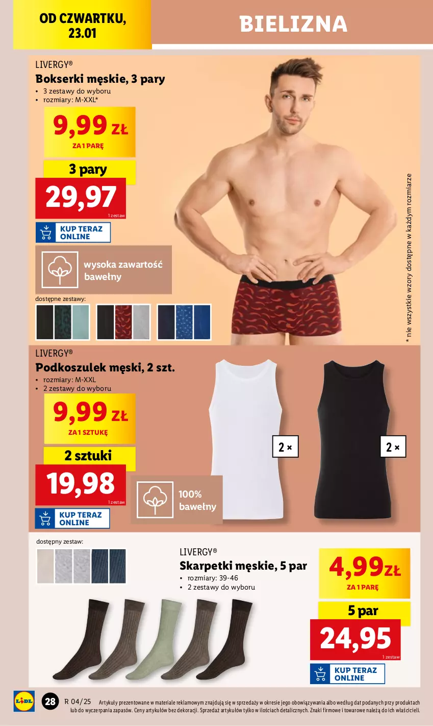 Gazetka promocyjna Lidl - GAZETKA - ważna 20.01 do 26.01.2025 - strona 30 - produkty: Bielizna, Bokserki, Karp, Kosz, Moda, Podkoszulek, Ser, Skarpetki, Sok