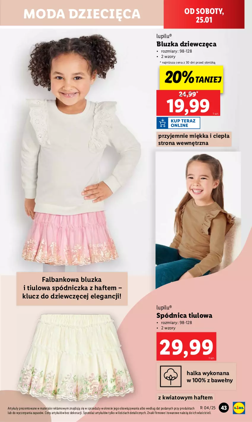 Gazetka promocyjna Lidl - GAZETKA - ważna 20.01 do 26.01.2025 - strona 45 - produkty: Dzieci, Fa, Moda, Spódnica