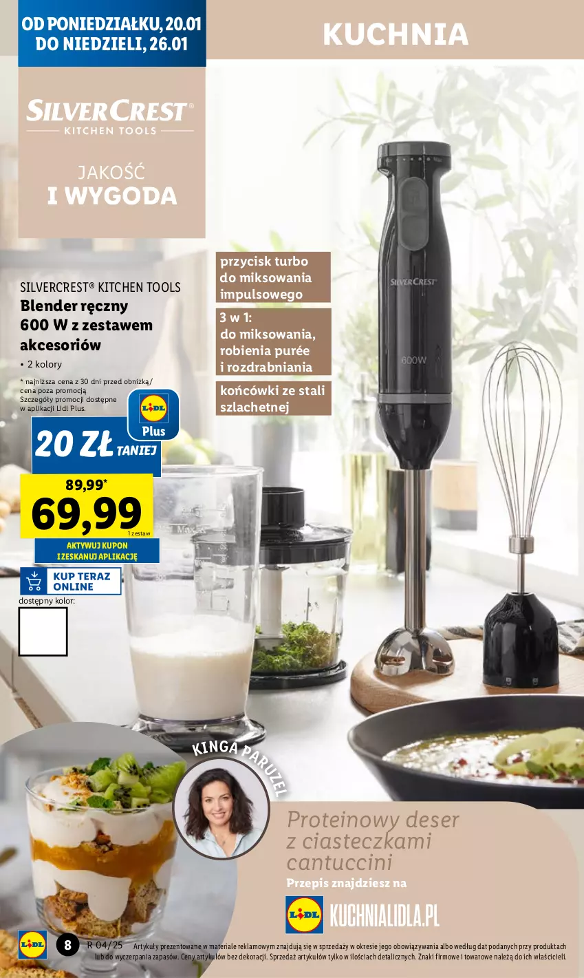 Gazetka promocyjna Lidl - GAZETKA - ważna 20.01 do 26.01.2025 - strona 8 - produkty: Blender, Blender ręczny, Deser, Kuchnia, Pur, Ser, Silvercrest