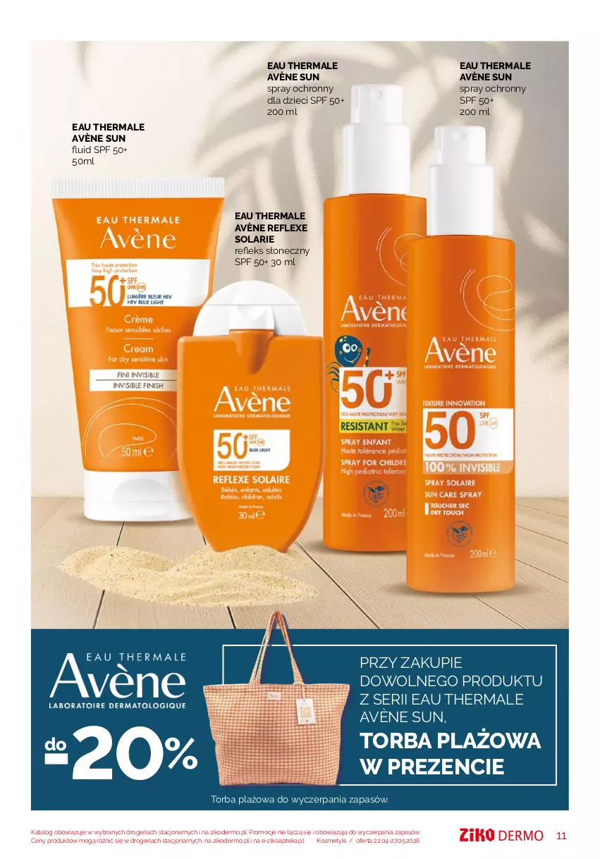 Gazetka promocyjna Ziko - Gazetka Ziko Dermo - ważna 22.04 do 27.04.2026 - strona 11 - produkty: Apteka, Avène, Dzieci, Ser, Torba