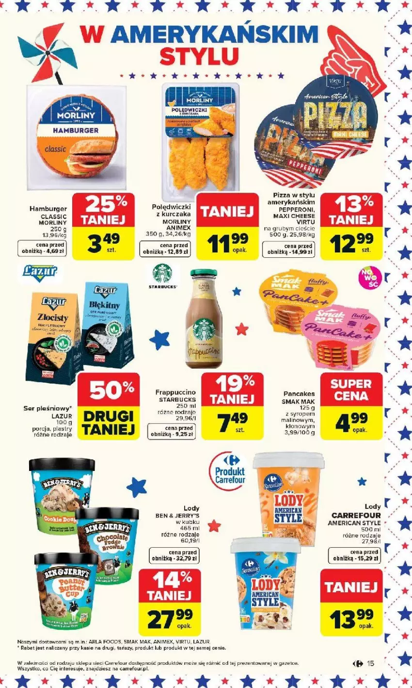 Gazetka promocyjna Carrefour - Gazetka Carrefour, Market od poniedziałku! - ważna 20.04 do 26.04.2026 - strona 17 - produkty: Burger, Hamburger, Lody, Morliny, Pizza, Ser, Ser pleśniowy