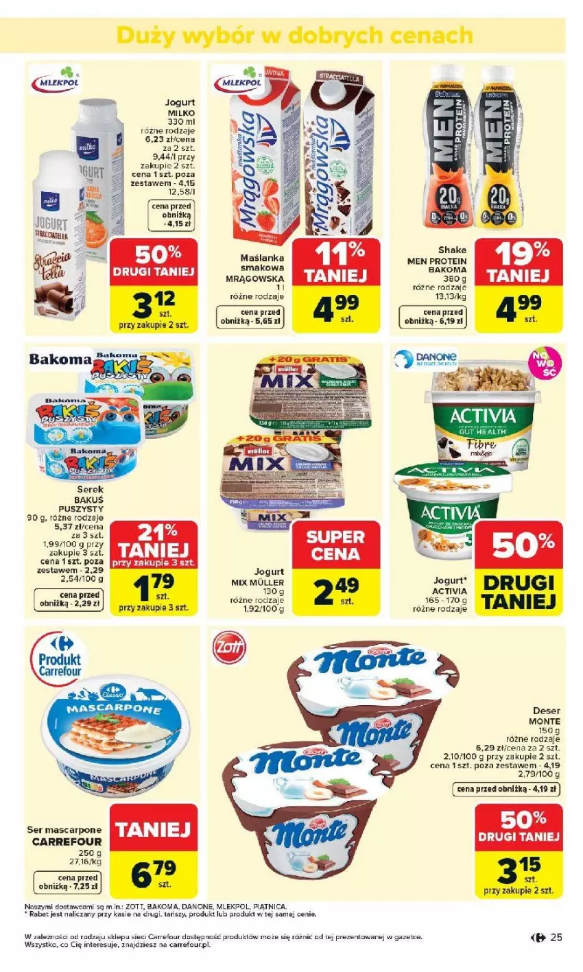 Gazetka promocyjna Carrefour - Gazetka Carrefour, Market od poniedziałku! - ważna 20.04 do 26.04.2026 - strona 27 - produkty: Activia, Bakoma, Danone, Deser, Gra, Jogurt, Mascarpone, Monte, Piątnica, Ser, Zott