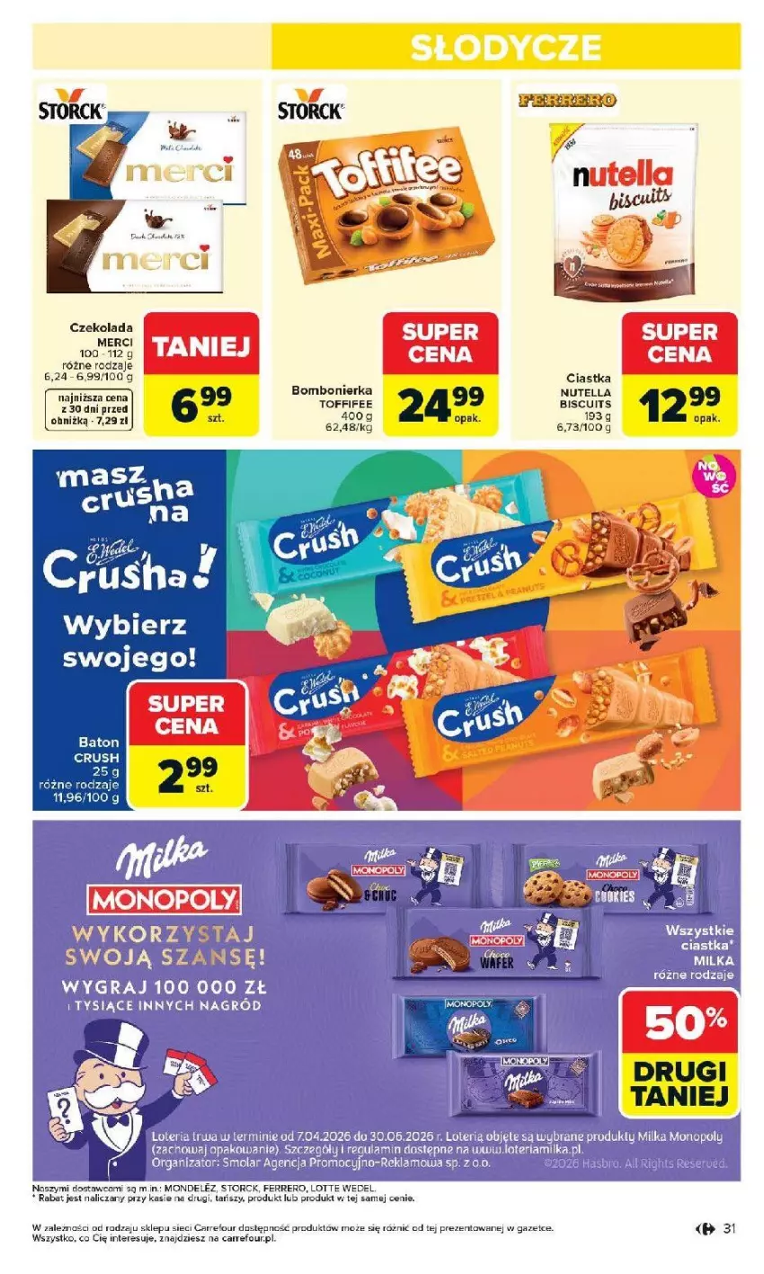 Gazetka promocyjna Carrefour - Gazetka Carrefour, Market od poniedziałku! - ważna 20.04 do 26.04.2026 - strona 33 - produkty: Ciastka, Czekolada, Fa, Ferrero, Merci, Nutella, Toffifee