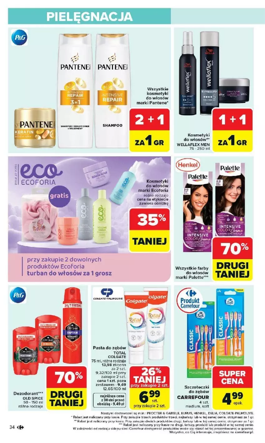 Gazetka promocyjna Carrefour - Gazetka Carrefour, Market od poniedziałku! - ważna 20.04 do 26.04.2026 - strona 36 - produkty: Colgate, Fa, LG, Old Spice, Palette, Pantene, Pasta do zębów, Wella, Wellaflex