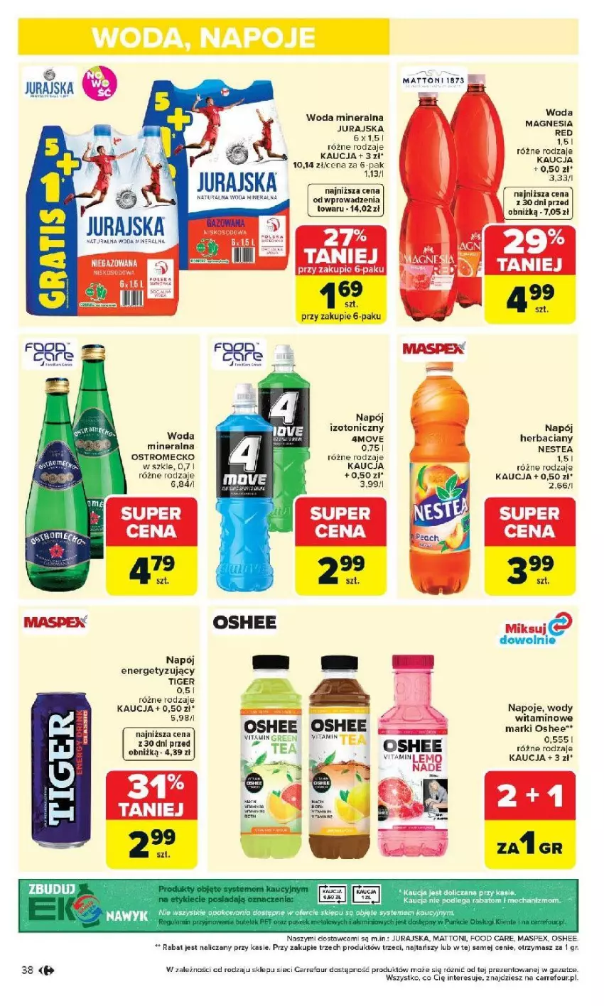 Gazetka promocyjna Carrefour - Gazetka Carrefour, Market od poniedziałku! - ważna 20.04 do 26.04.2026 - strona 40 - produkty: Napój, Napój izotoniczny, Napoje, Nestea, Oshee, Tiger, Woda, Woda mineralna