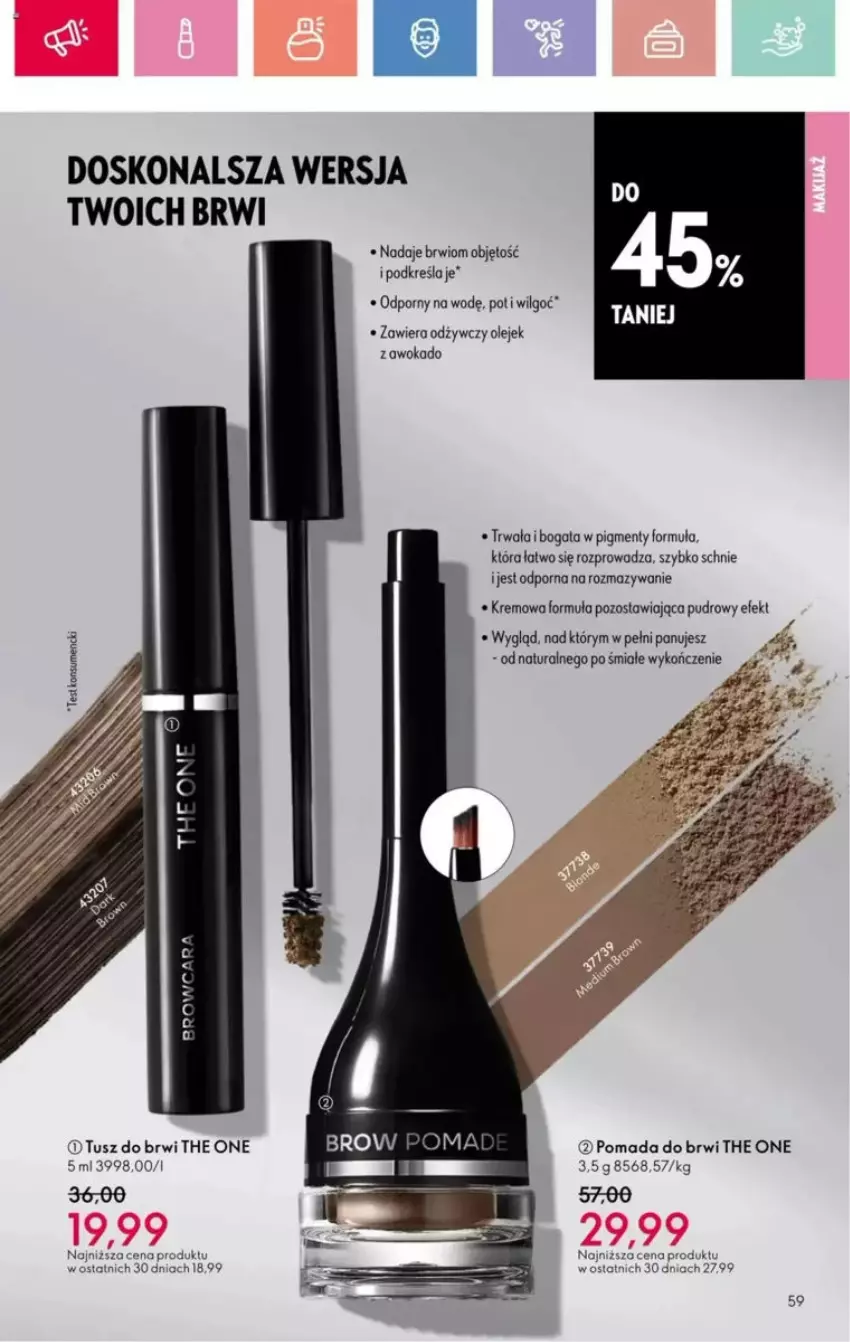 Gazetka promocyjna Oriflame - ważna 23.03 do 12.04.2025 - strona 104 - produkty: LG, Olej, Pomada, Pomada do brwi, Por, The ONE, Tusz