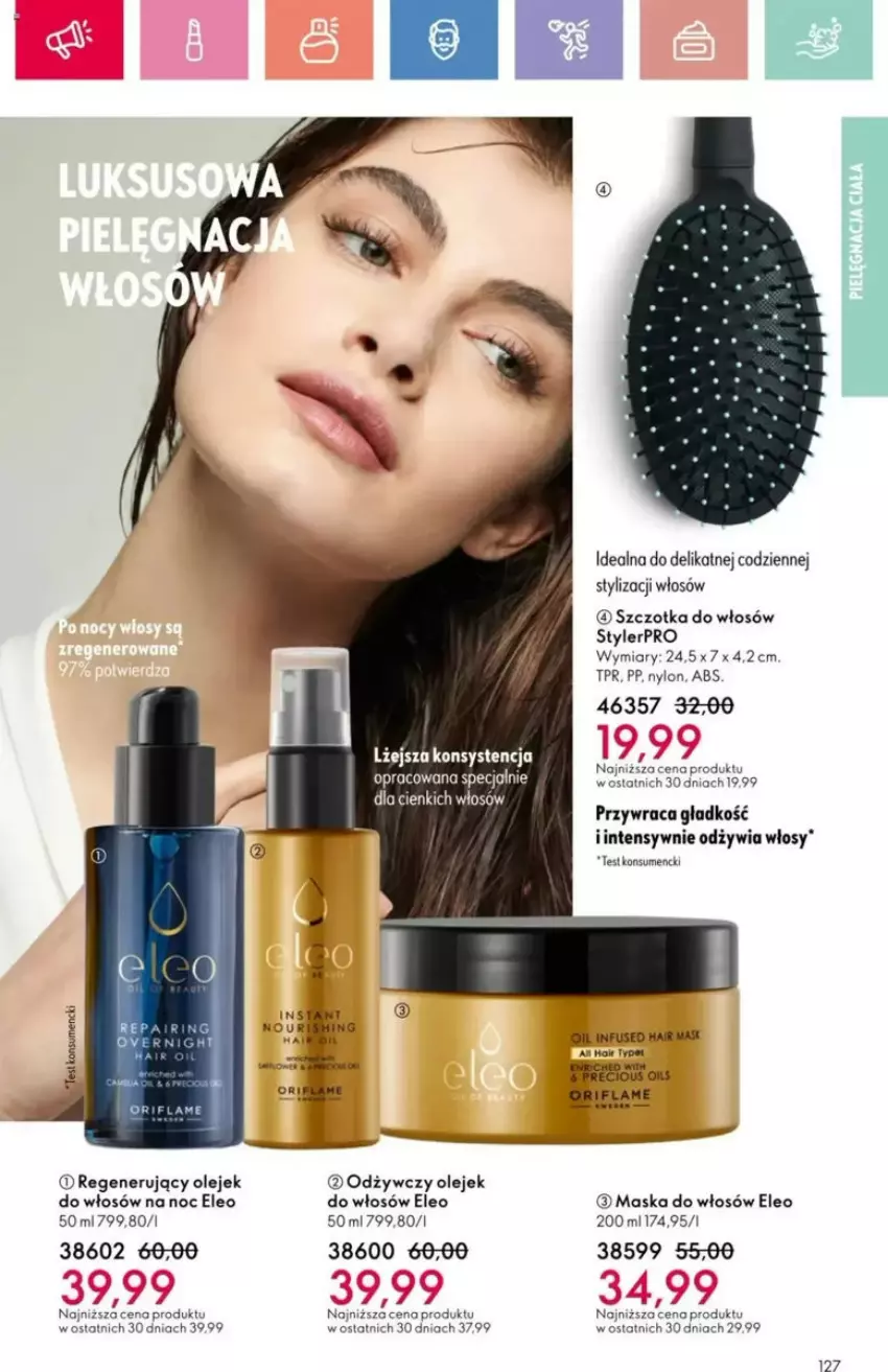 Gazetka promocyjna Oriflame - ważna 23.03 do 12.04.2025 - strona 32 - produkty: Eleo, LG, Maska, Maska do włosów, Olej, Szczotka, Szczotka do włosów