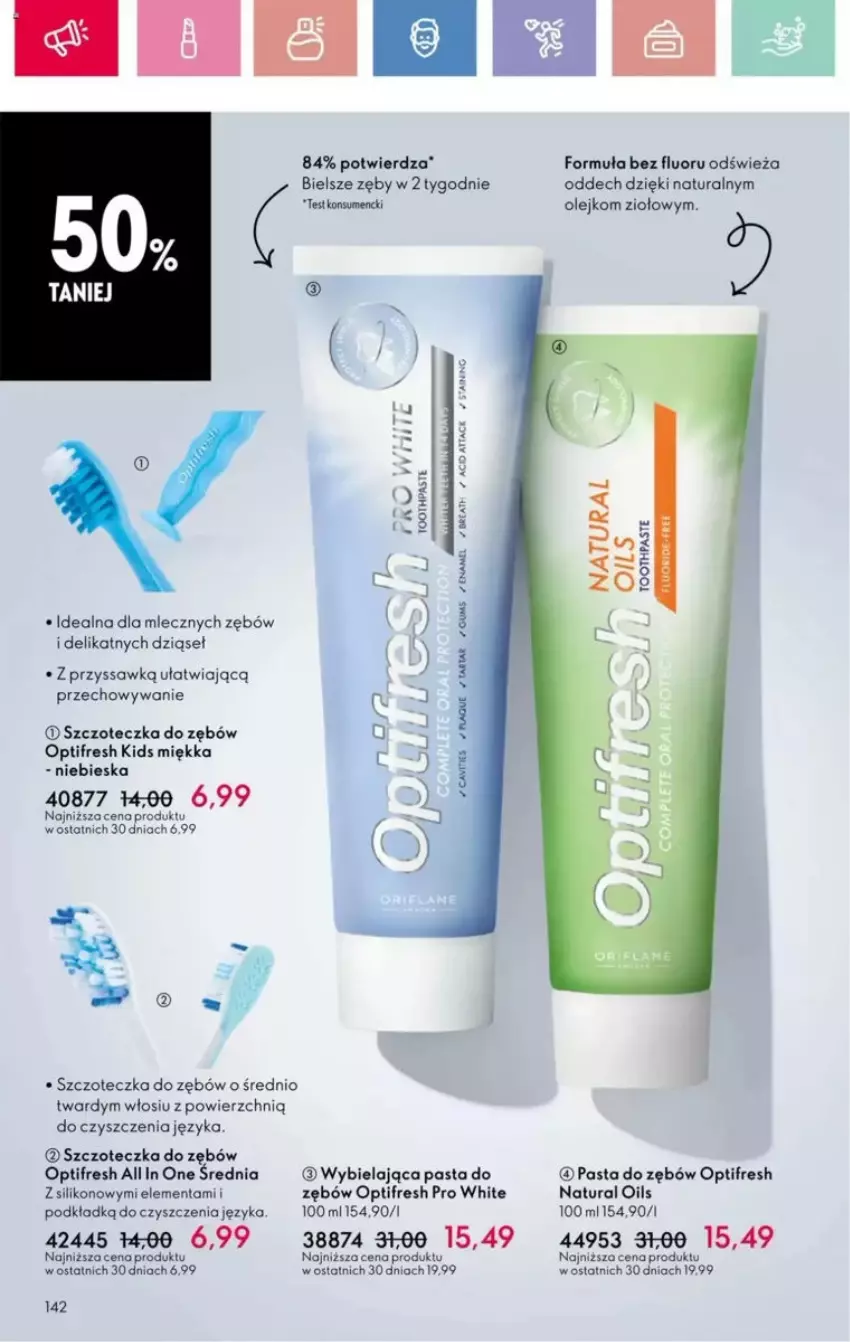 Gazetka promocyjna Oriflame - ważna 23.03 do 12.04.2025 - strona 49 - produkty: HP, Olej, Optifresh, Pasta do zębów, Podkład, Szczoteczka, Szczoteczka do zębów