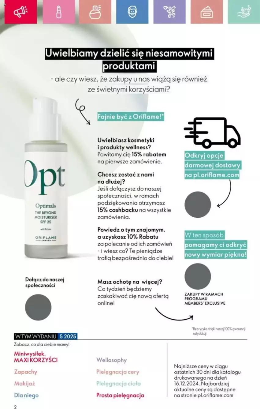 Gazetka promocyjna Oriflame - ważna 23.03 do 12.04.2025 - strona 61 - produkty: Fa, Gra, Kaki, Makijaż, O nas, Optima, Optimals, Oriflame, Rama, Ser