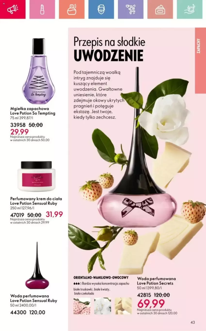 Gazetka promocyjna Oriflame - ważna 23.03 do 12.04.2025 - strona 87 - produkty: Krem do ciała, Perfum, Sensual, Sok, Truskawki, Woal, Woda, Woda perfumowana