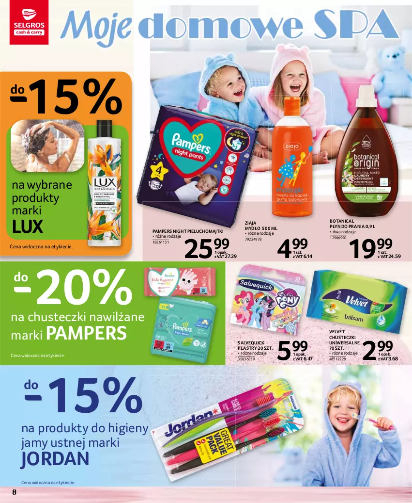 Gazetka promocyjna Selgros - Katalog Uroda - ważna 30.09 do 13.10.2021 - strona 8 - produkty: Chusteczki, Majtki, Mydło, Pampers, Pieluchomajtki, Płyn do prania, Velvet, Ziaja