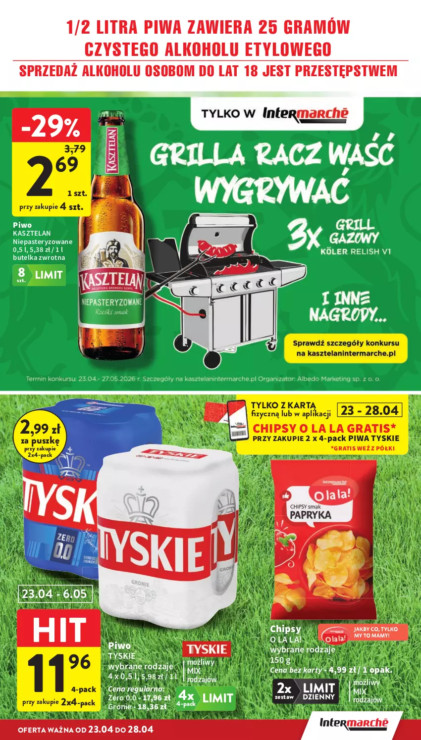 Gazetka promocyjna Intermarche - Gazetka promocyjna - ważna 23.04 do 28.04.2026 - strona 11 - produkty: Chipsy, Gra, Kasztelan, Piwa, Piwo, Tyskie