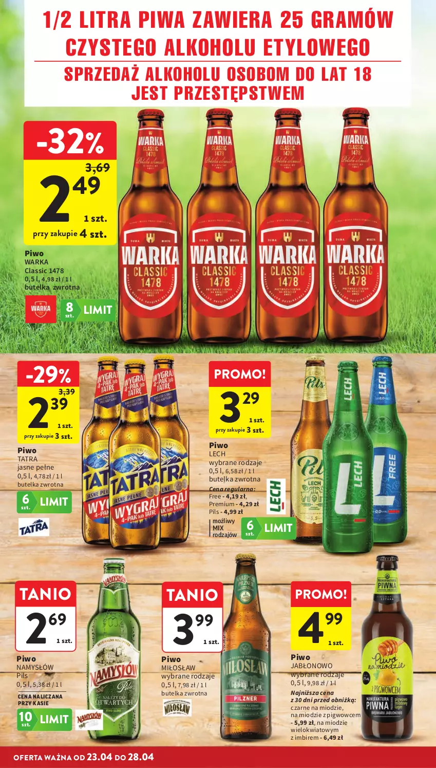 Gazetka promocyjna Intermarche - Gazetka promocyjna - ważna 23.04 do 28.04.2026 - strona 12 - produkty: Gra, Imbir, Namysłów, Piwa, Piwo, Tatra, Warka