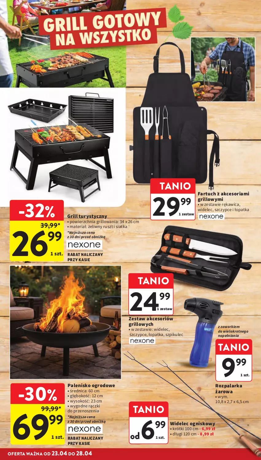 Gazetka promocyjna Intermarche - Gazetka promocyjna - ważna 23.04 do 28.04.2026 - strona 16 - produkty: Fa, Grill, Palenisko, Siatka, Sok, Szczypce, Widelec, Zaworki