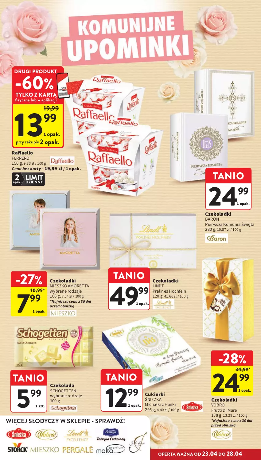 Gazetka promocyjna Intermarche - Gazetka promocyjna - ważna 23.04 do 28.04.2026 - strona 38 - produkty: Cukier, Cukierki, Czekolada, Fa, Ferrero, Lindt, Michałki, Raffaello, Schogetten