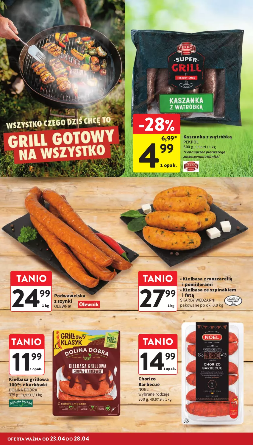 Gazetka promocyjna Intermarche - Gazetka promocyjna - ważna 23.04 do 28.04.2026 - strona 6 - produkty: Grill, Kasza, Kaszanka, Kiełbasa, Olewnik, Pekpol, Szpinak, Wawel