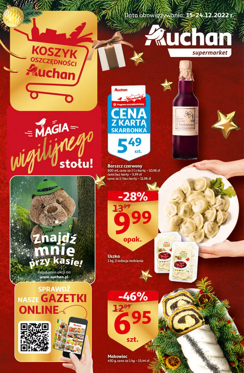 Gazetka promocyjna Auchan - Gazetka Magia Wigilijnego Stołu Auchan Supermarket - ważna 15.12 do 24.12.2022 - strona 1 - produkty: Fa, Moda, Por