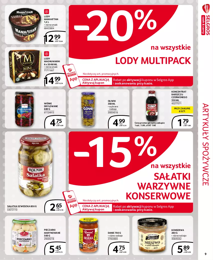 Gazetka promocyjna Selgros - Extra Oferta - ważna 01.06 do 30.06.2021 - strona 9 - produkty: Artykuły spożywcze, LG, Lody, Oliwki, Piec, Sałat, Sałatka, Ser