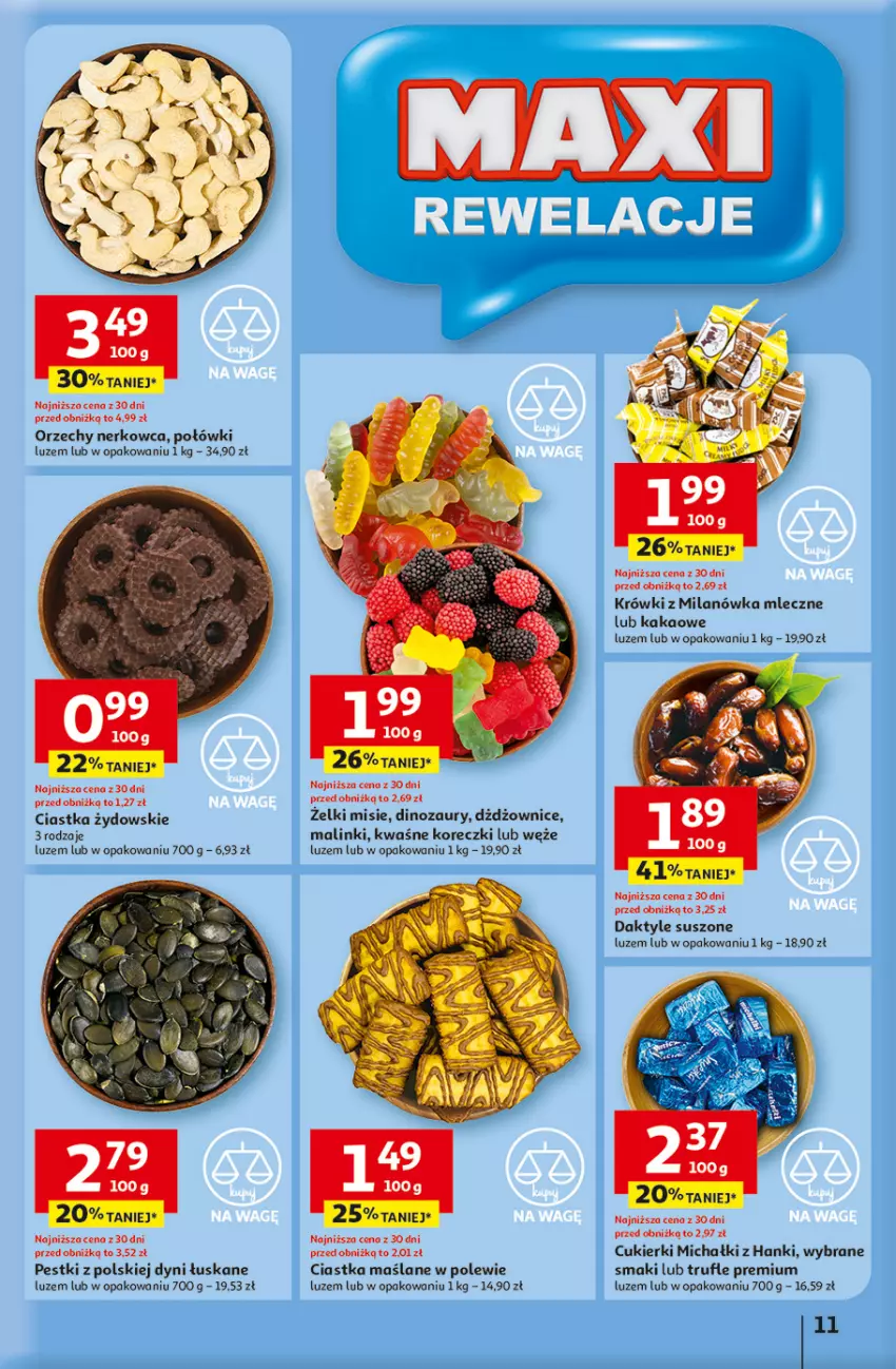 Gazetka promocyjna Auchan - Odlotowe ceny na start szkoły Hipermarket - ważna 04.09 do 10.09.2025 - strona 11 - produkty: Ciastka, Cukier, Cukierki, Daktyle, Dinozaur, Kakao, Michałki