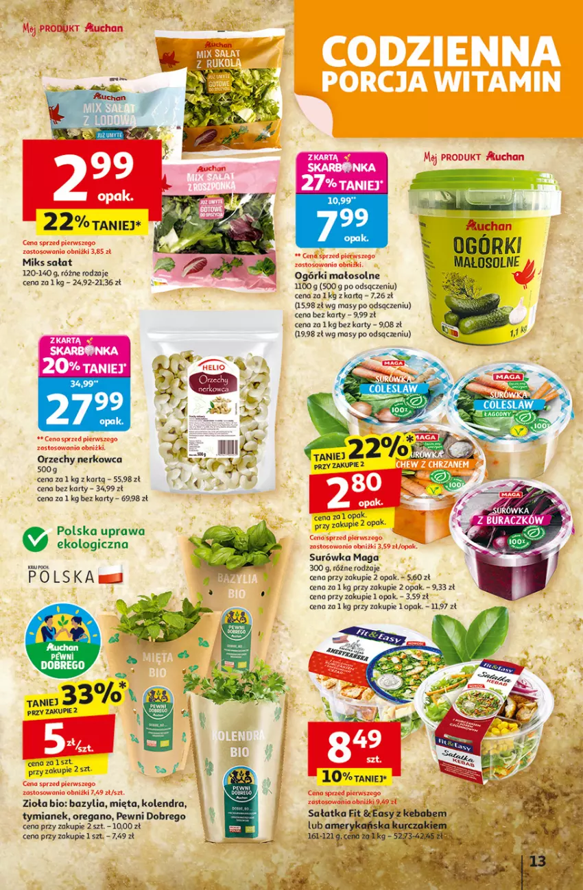Gazetka promocyjna Auchan - Odlotowe ceny na start szkoły Hipermarket - ważna 04.09 do 10.09.2025 - strona 13 - produkty: Bazyl, Bazylia, Kolendra, Mięta, Sałat, Sałatka, Surówka