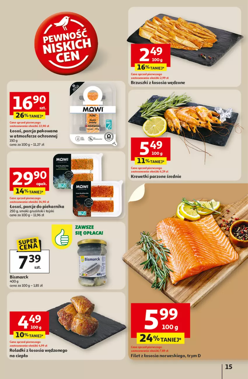 Gazetka promocyjna Auchan - Odlotowe ceny na start szkoły Hipermarket - ważna 04.09 do 10.09.2025 - strona 15 - produkty: Brzuszki z łososia, Krewetki, Piekarnik, Por, Sos