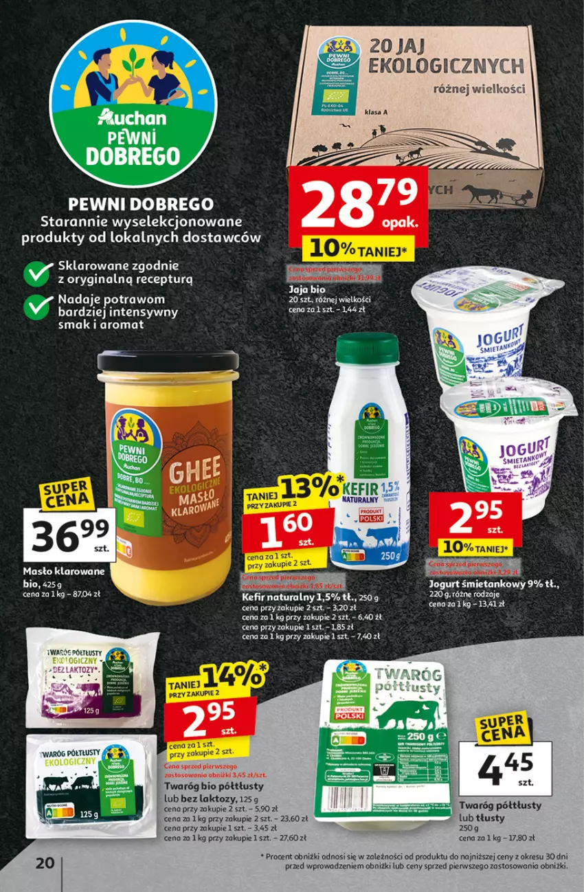 Gazetka promocyjna Auchan - Odlotowe ceny na start szkoły Hipermarket - ważna 04.09 do 10.09.2025 - strona 20 - produkty: Gin, Jogurt, Kefir, Kefir naturalny, Twaróg, Twaróg półtłusty