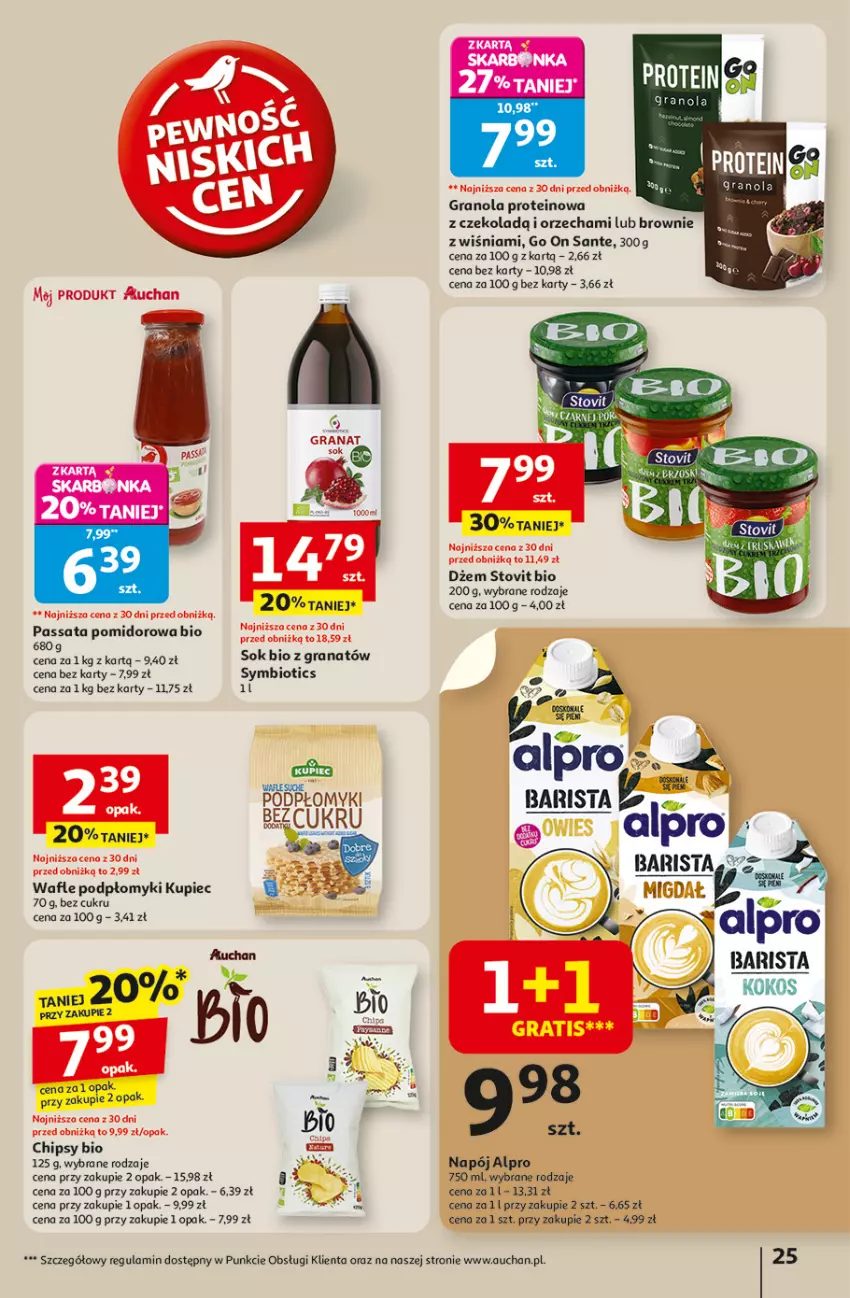 Gazetka promocyjna Auchan - Odlotowe ceny na start szkoły Hipermarket - ważna 04.09 do 10.09.2025 - strona 25 - produkty: Alpro, Brownie, Chipsy, Dżem, Gra, Granat, Granola, Kokos, Kupiec, Napój, Piec, Sante, Sok, Wafle