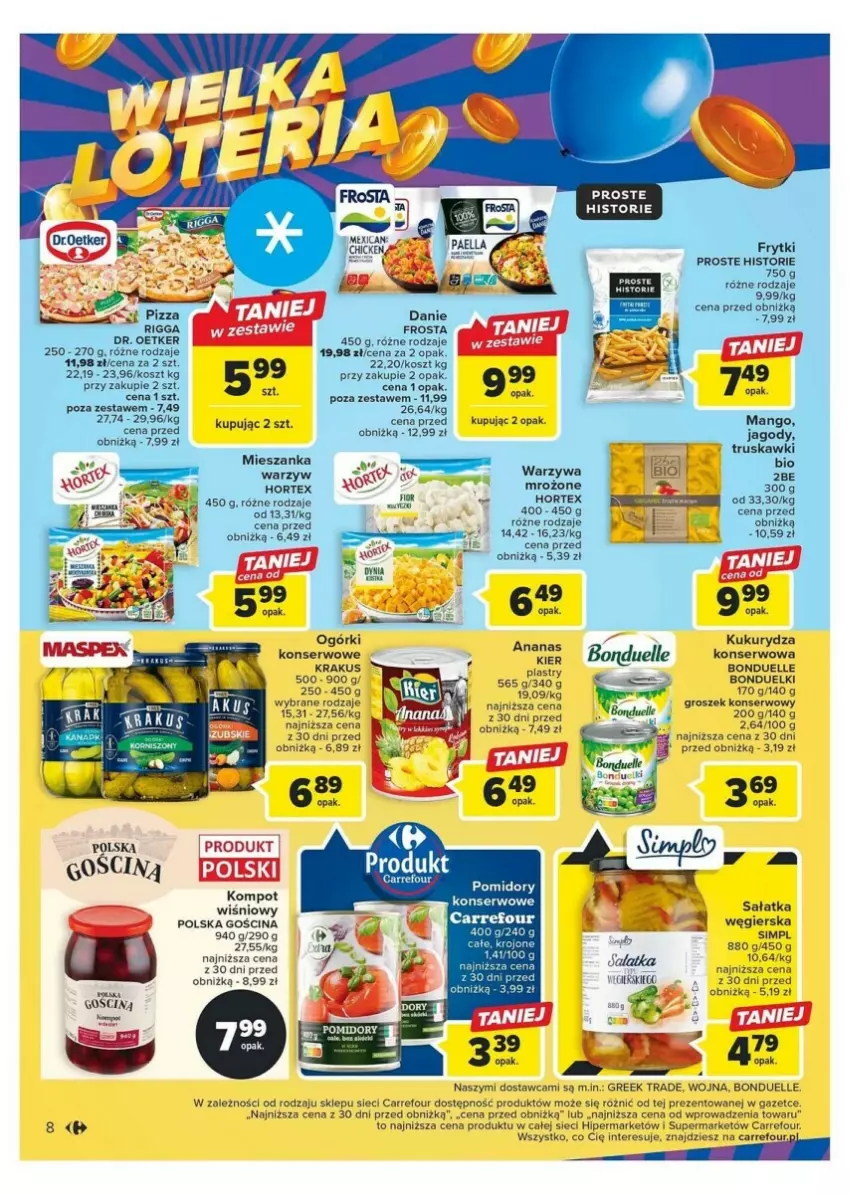 Gazetka promocyjna Carrefour - ważna 24.10 do 04.11.2023 - strona 42 - produkty: Ananas, Bonduelle, Frosta, Frytki, Kosz, Kukurydza, Kukurydza konserwowa, Ser