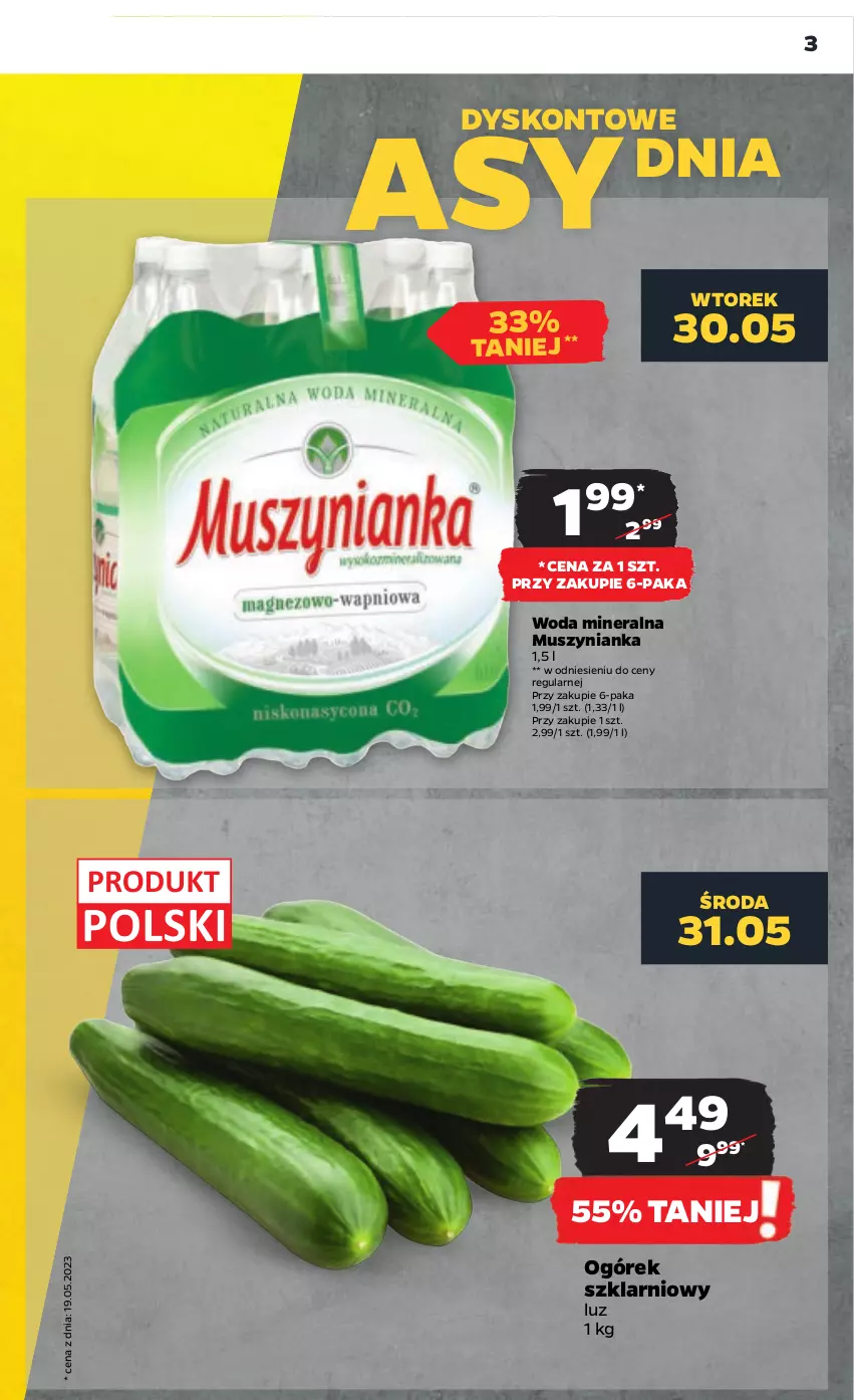 Gazetka promocyjna Netto - Artykuły spożywcze - ważna 29.05 do 03.06.2023 - strona 3 - produkty: Mus, Muszynianka, Ogórek, Woda, Woda mineralna