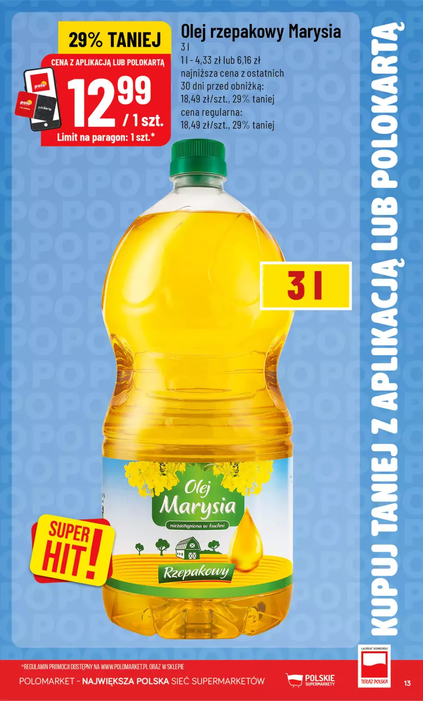 Gazetka promocyjna PoloMarket - Katalog Kupuj taniej z POLOappką - ważna 05.08 do 11.08.2026 - strona 13 - produkty: Olej, Olej rzepakowy, Tera